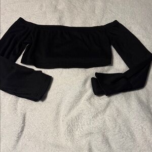 SHEIN Black Off-Shoulder Crop Top